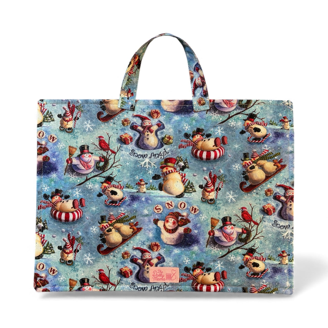 Large Project Bag w/Handle & Matching Fibers Bag - Looking Up Snowmen