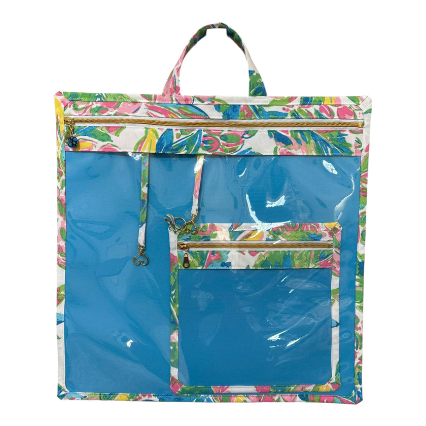 XL Project Bag: Richloom Blue & Pink Pineapples