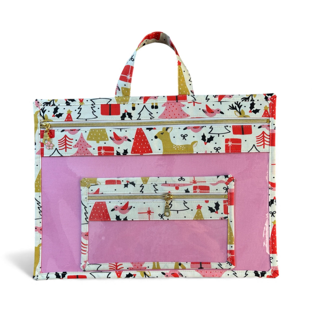 Large Project Bag w/Handle & Matching Fibers Bag - Retro Deer