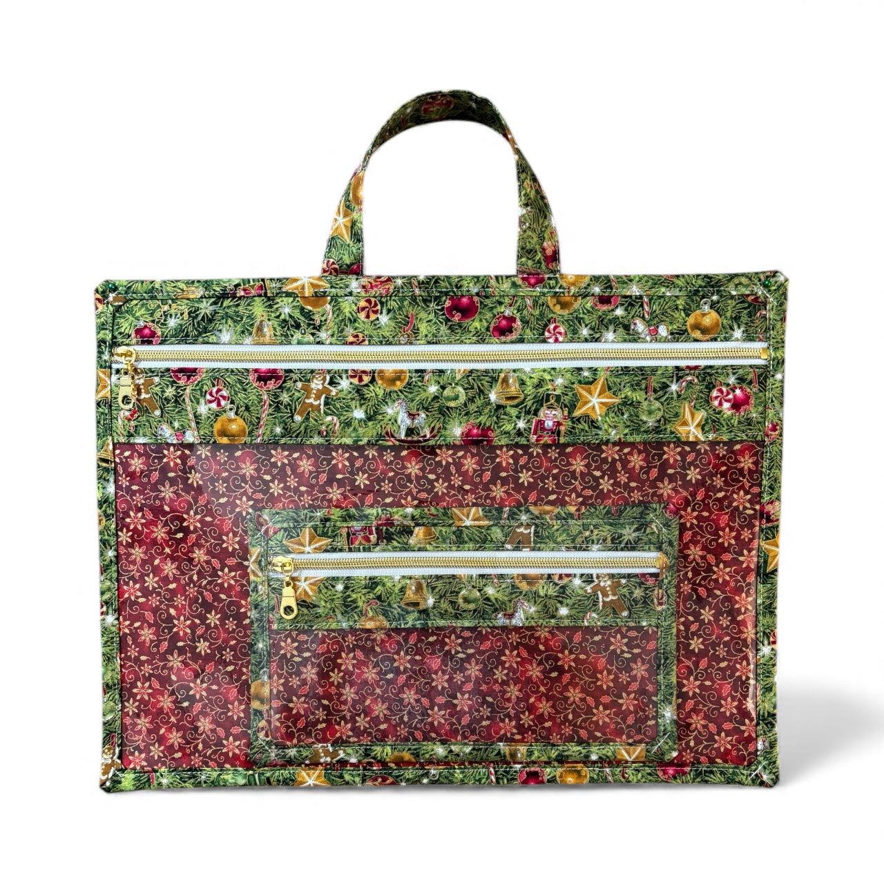Large Project Bag w/Handle & Matching Fibers Bag - Merry & Bright