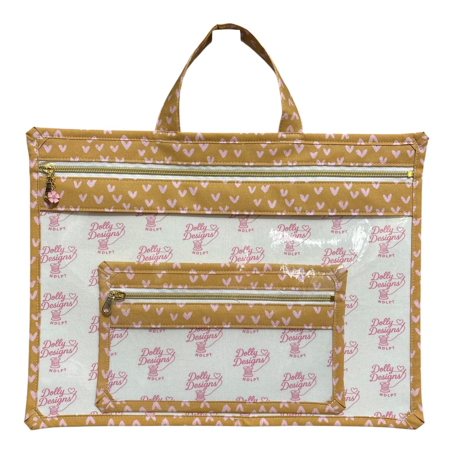 Large Project Bag: Dolly Designs Pink Hearts