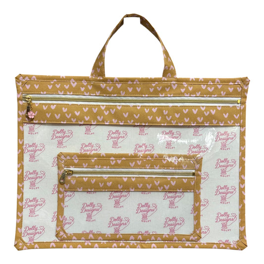 Large Project Bag: Dolly Designs Pink Hearts