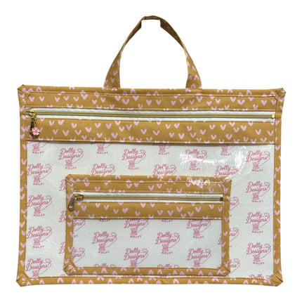Large Project Bag: Dolly Designs Pink Hearts
