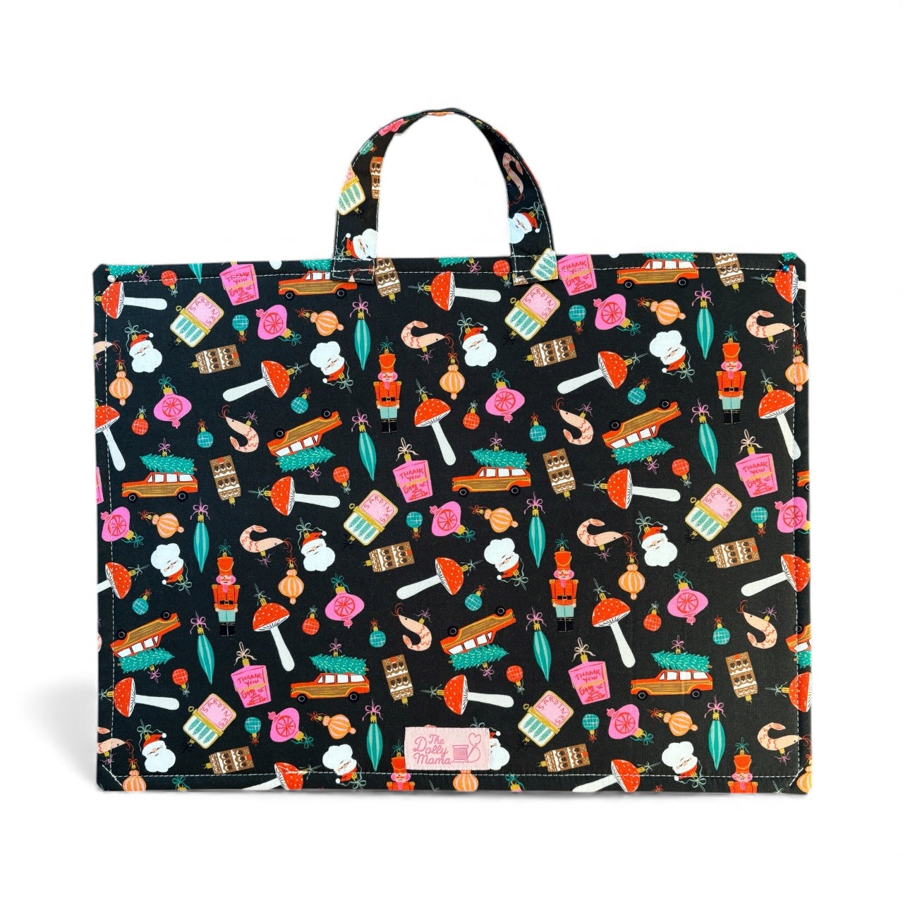 Large Project Bag w/Handle & Matching Fibers Bag - Dear Stella, Holly Jolly (black)